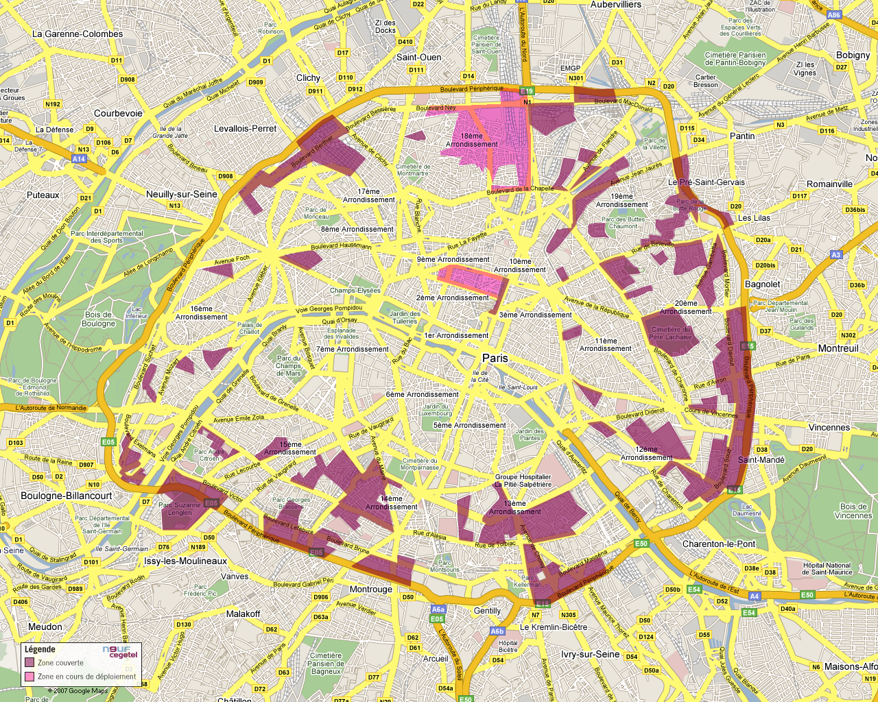 carte ouest de paris Paris (75) : Carte de couverture de l'offre Fibre de SFR sur Paris